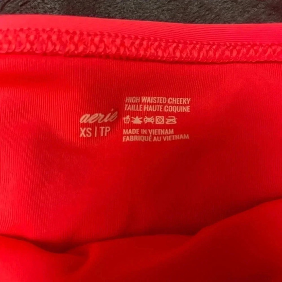 Aerie Bright High Neck Halter Matching Cheeky High Waist Bikini Swim Set XS #220 - Picture 5 of 6